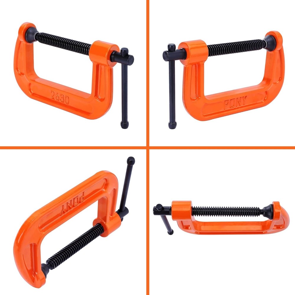 Versatile 3-Piece Malleable Iron Clamp Set - Comfort Handle & Rust-Free Design