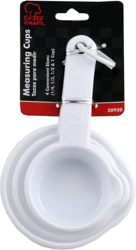 Chef Craft Select Measuring Cup Set, 1/4, 1/3, 1/2 and 1 cup, White