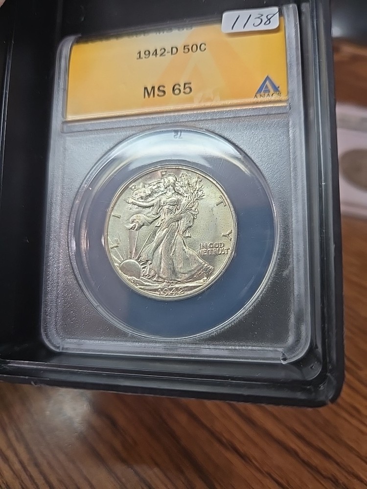 1942 (P) Silver Walking Liberty Half Dollar - ANACS MS65
