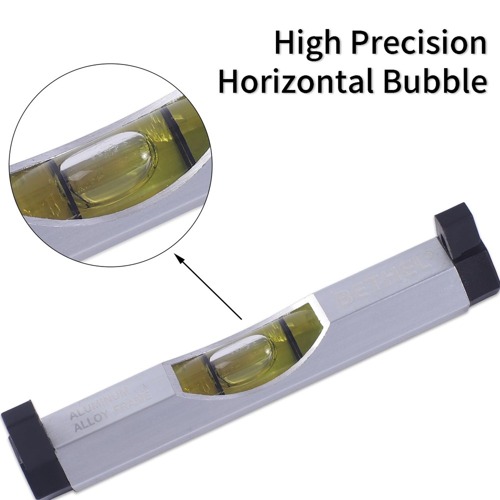 BETHEL 3 Packs Bubble Line Level String Tools, Aluminum Mini Leveler Silver