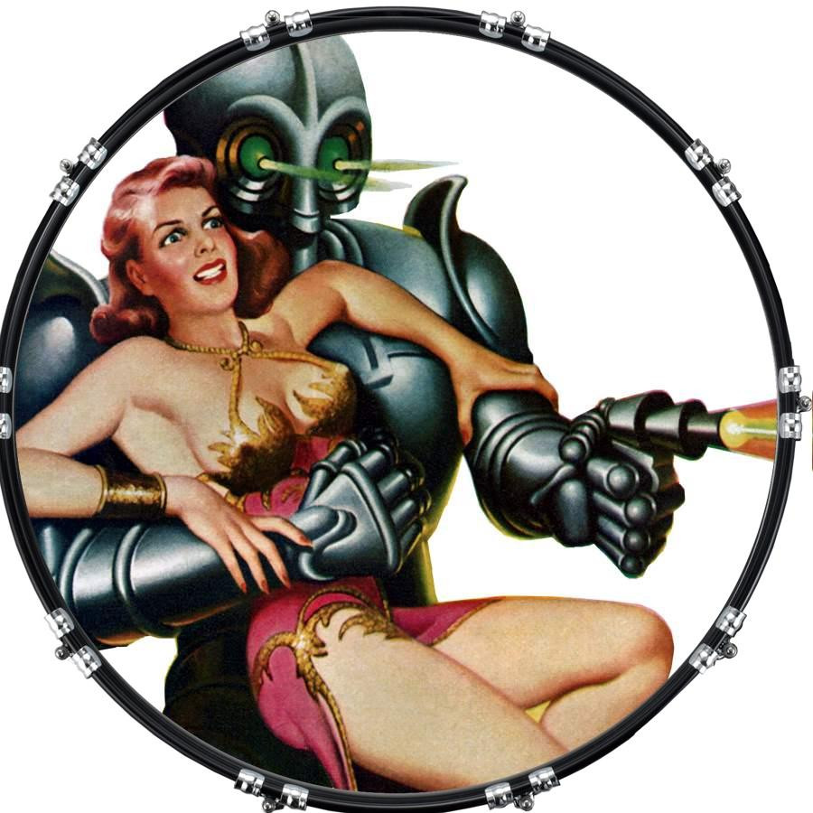 20" Custom Bass Kick Drum Front Head Graphical Graphic Shadow Man