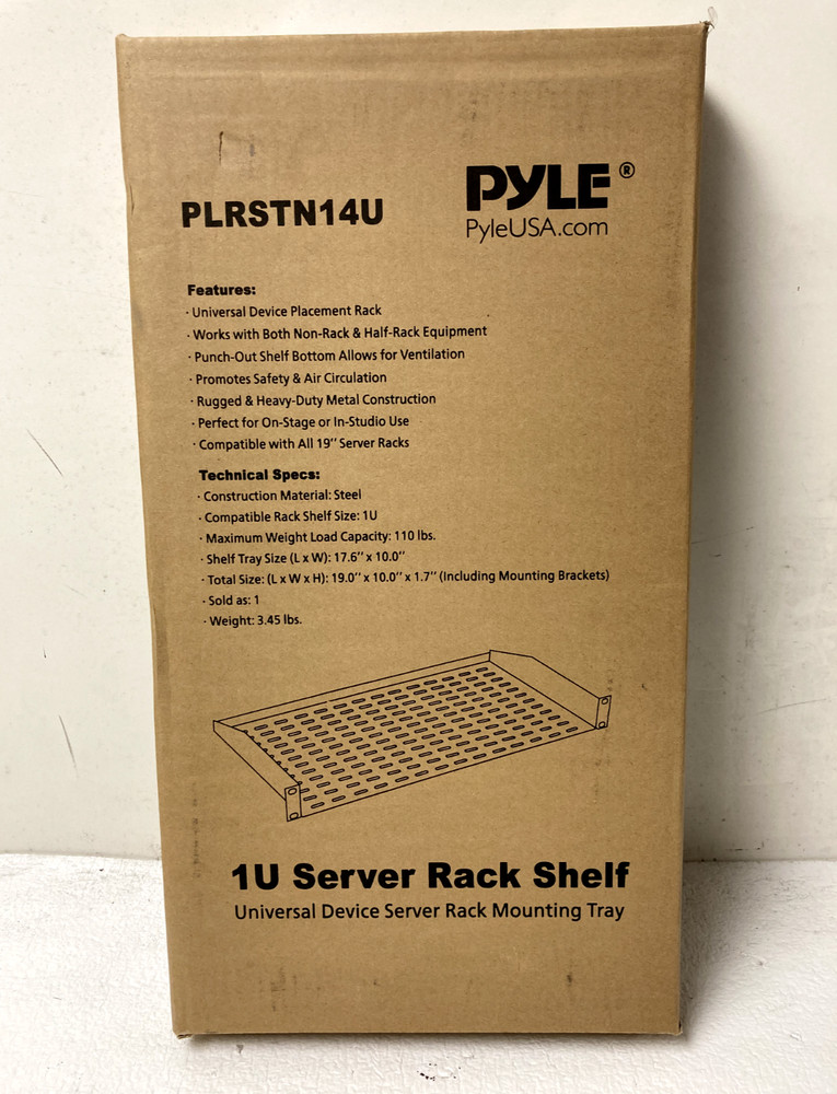 NEW Pyle 1U Server Rack Shelf Universal Device Mounting Tray PLRSTN14U