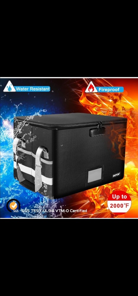 Fireproof File Box with Lock, Collapsible Document Organizer, Portable Storage