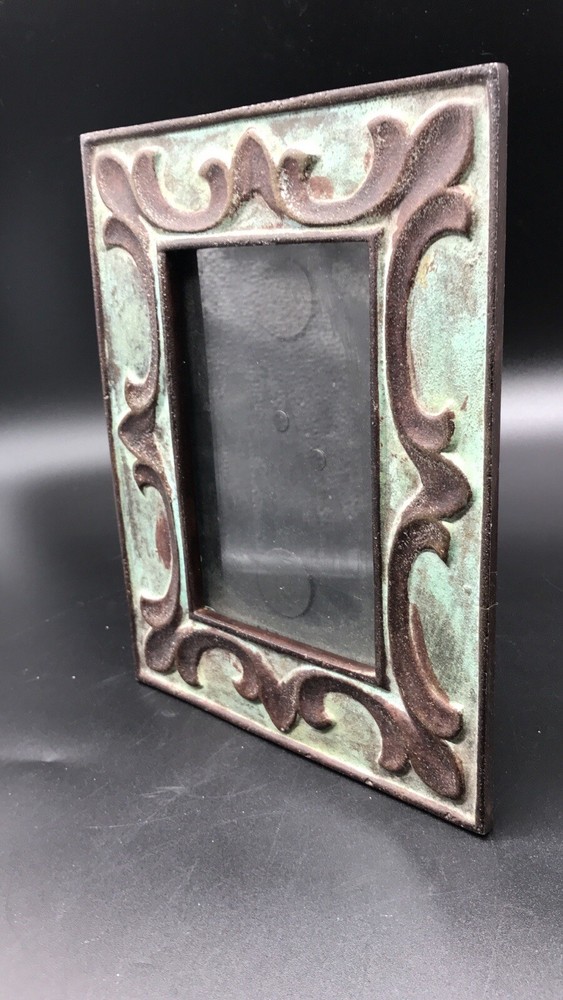 Metal Rustic Tarnished -Look Scroll Picture Frame 3.5” x 5.5” Opening