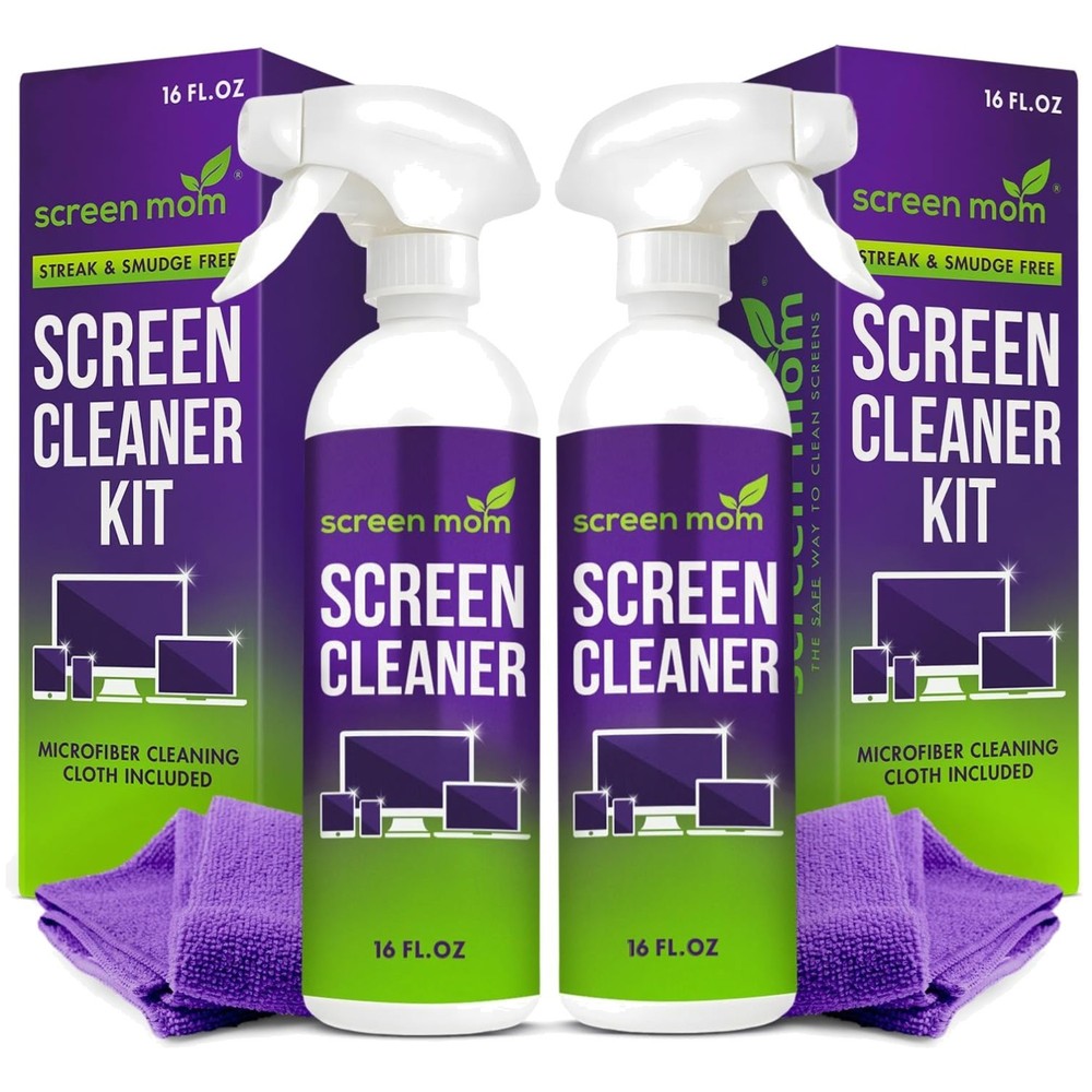 Versatile 32oz Screen Cleaning Spray & Microfiber Cloth - Perfect for Home Tech
