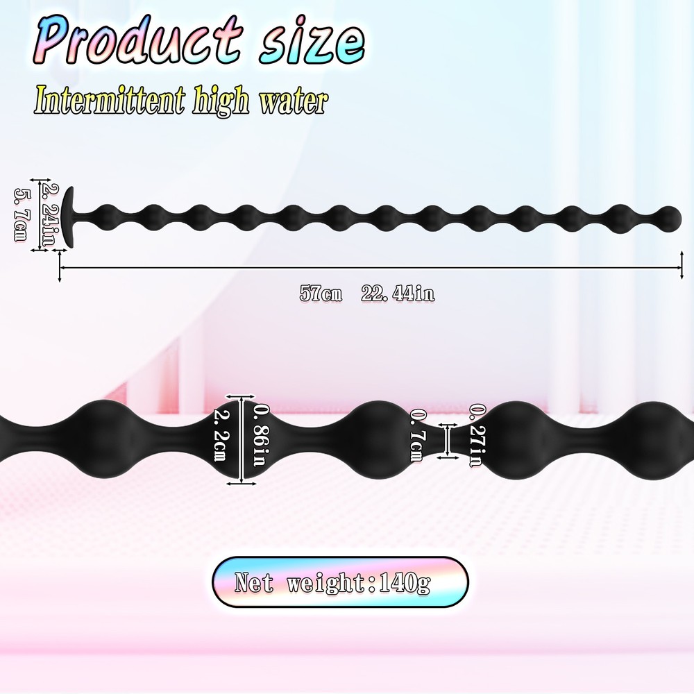 Soft Silicone Beads Plug Long Black Balls Plug Extreme Spreader Dilator