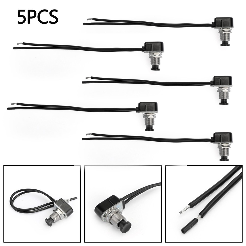 5pc Normally Open Momentary Self-resetting Push Button Reset Switch w/Wire ✅
