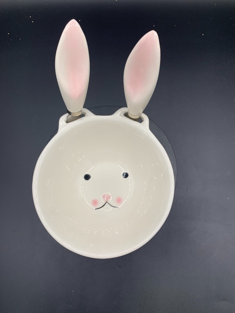 Vintage Easter Bunny Butter Dish With Ears As Spreaders
