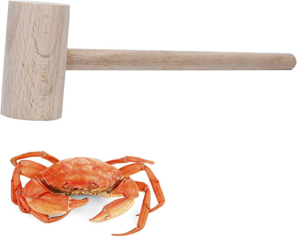 6Pc Wooden Crab & Lobster Mallets | Solid Beechwood Shellfish Hammers