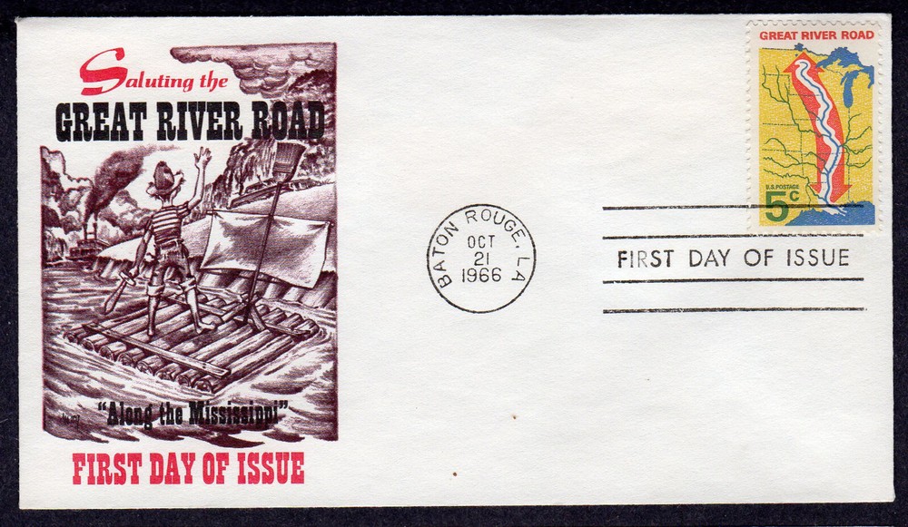 1966 Great River Road (Scott 1319) - Marg Cachets FDC NR903