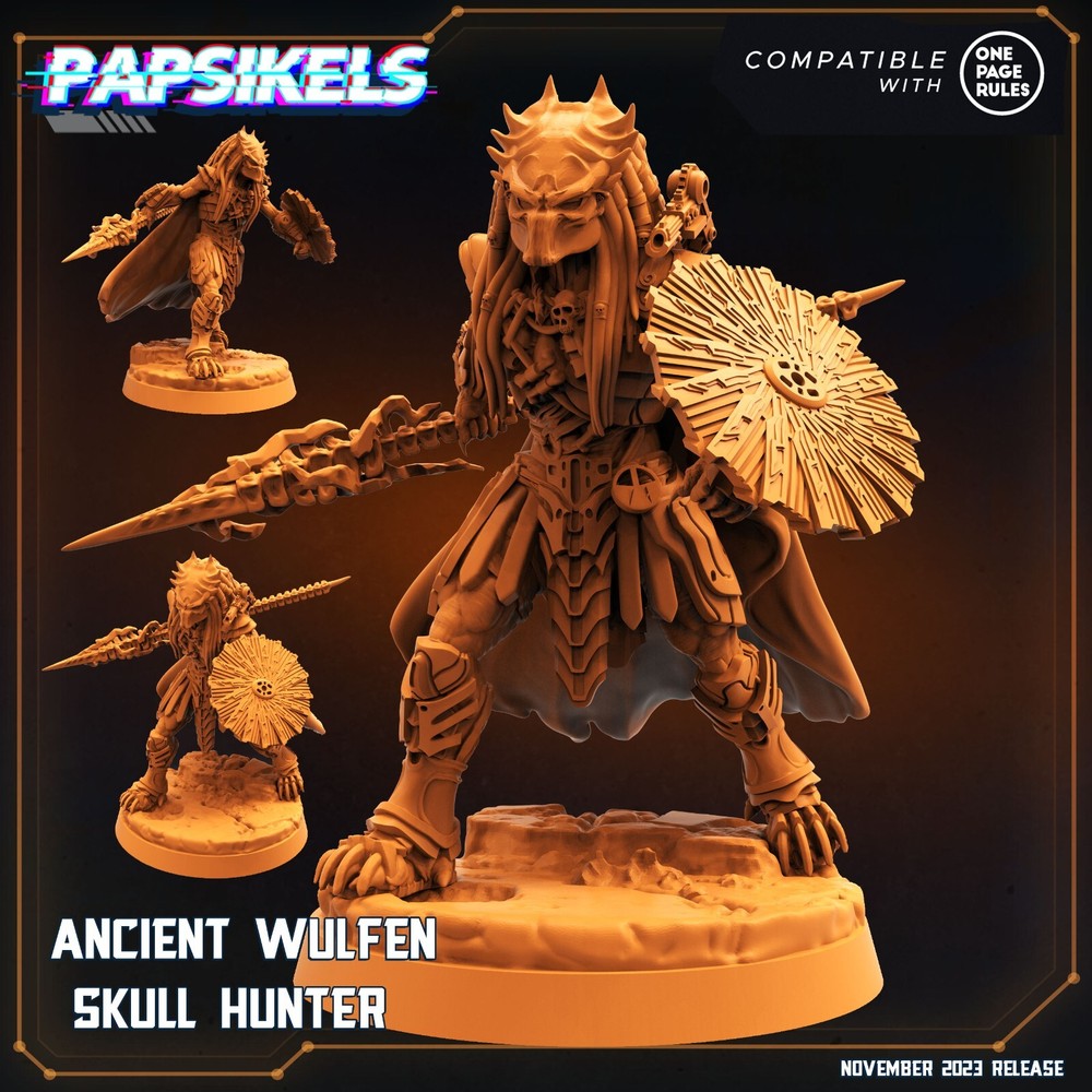 Ancient Wulfen Skull Hunter Papsikels Miniature AvP, Predator