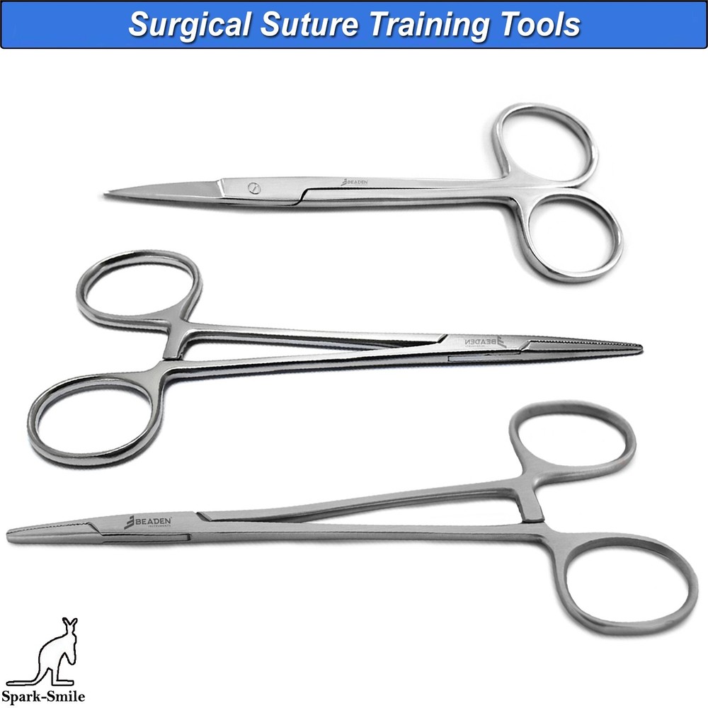 Surgical Suture Training Kit Hemostat Mosquito Forceps Mayo Hegar Iris Scissors