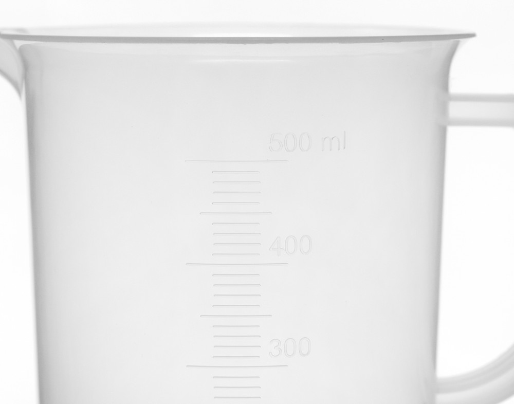 Measuring Jug, 500ml - Polypropylene Plastic - Raised Graduations - Eisco Labs