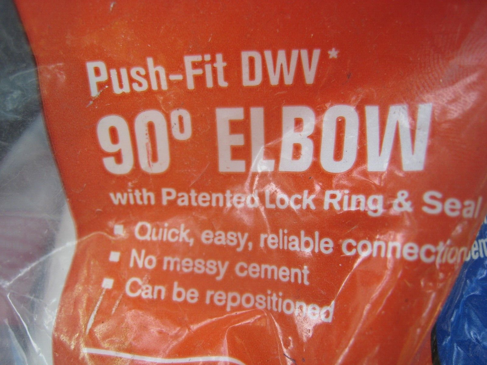 Connectite Charlotte Push Fit DWV 90 Elbow with Lock Ring and Seal 3" CTT 300
