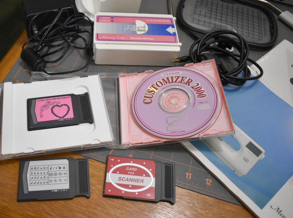 Janome Memory Craft 9000 Sewing Machine with Customizer 2000 Blank Card Extras