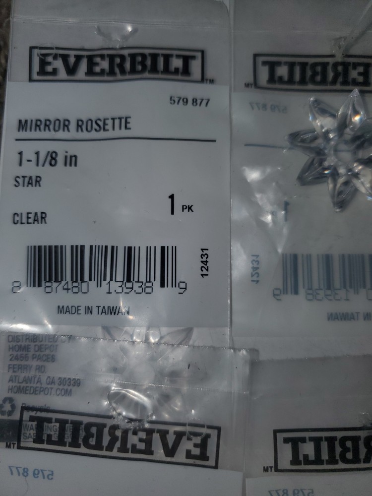 CLEAR MIRROR STAR ROSETTES 1 1/8” Set Of 9 Everbilt