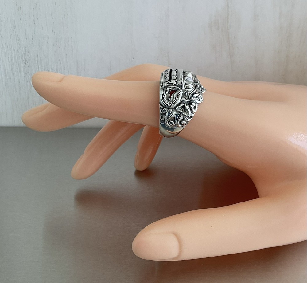Barong Creature Band Ring Solid 925 Sterling Silver Detailed Design Size 8
