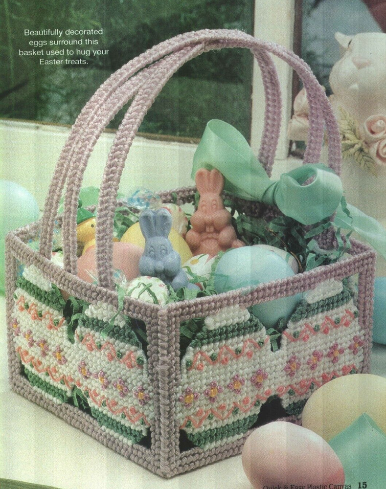 EASTER EGG BASKET PLASTIC CANVAS PATTERN INSTRUCTIONS