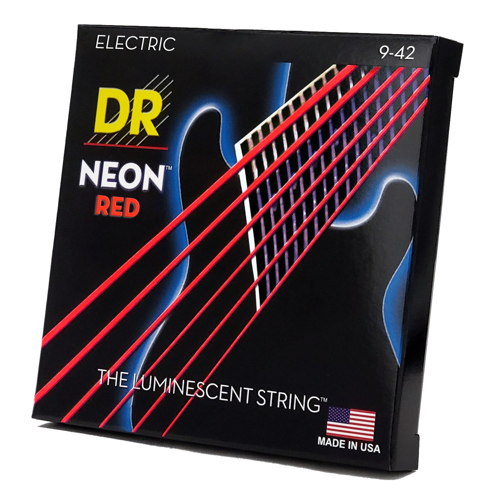 DR Strings Hi-Def NEON Red Electric Guitar Strings Light 9-42