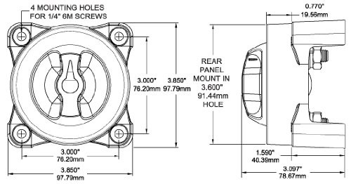 9001E e-Series Compact Battery 4 Position Selector 32V Switch Selector 4 Pos.