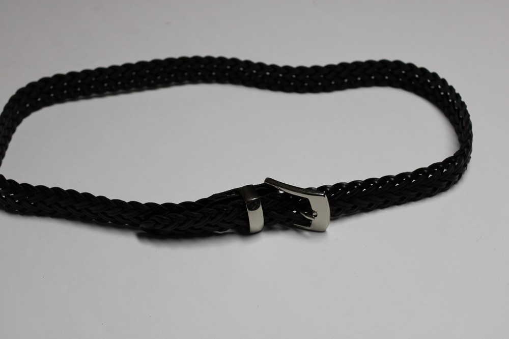 Pre-owned women's unbranded braided leather belt, black, size ML