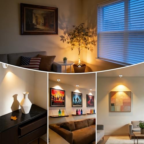 LED Spotlight Wireless Accent Lights 2 Pack Battery Powered Warm White Puck