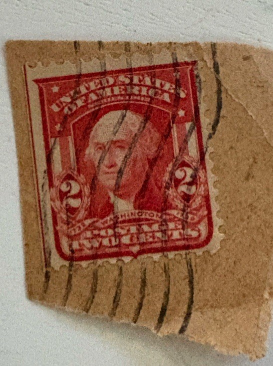 Red 2 Cent US Stamp Historical Figures Machine Cancel Uncertified Ungraded Used