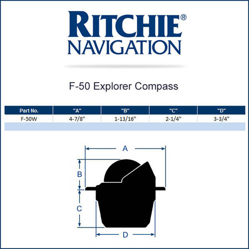 Ritchie F50 Black Explorer Flush Mount Boat Compass 12V Lighted/Illuminated Dial