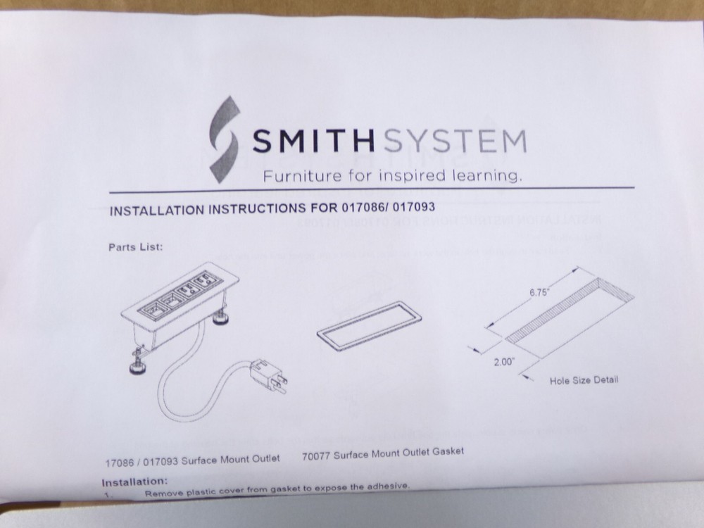 New Smith System 017093 Flat Surface Power Module - 4 Power Outlets S1