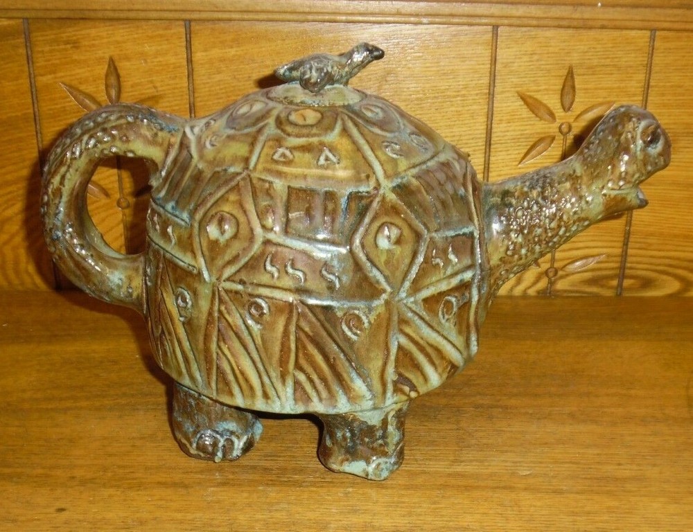 Decorative Studio Art Pottery Turtle Teapot