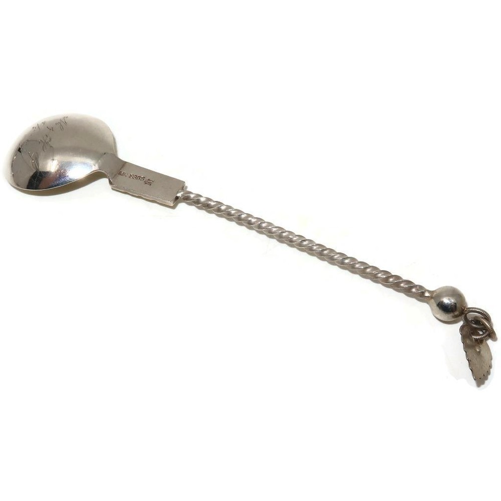 Antique Marius Hammer Norway Twisted Handle 830 Silver Spoon, 5"