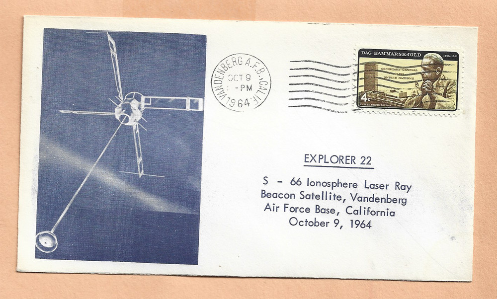 EXPLORER 22 BEACON SATELLITE LAUNCH OCT 9,1964 VAFB  SPACE COVER NASA