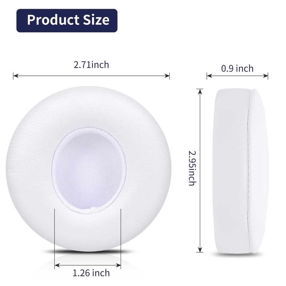 Damex Updated Thickened Solo Wireless 2/3 Replacement Ear Pads,earpads white