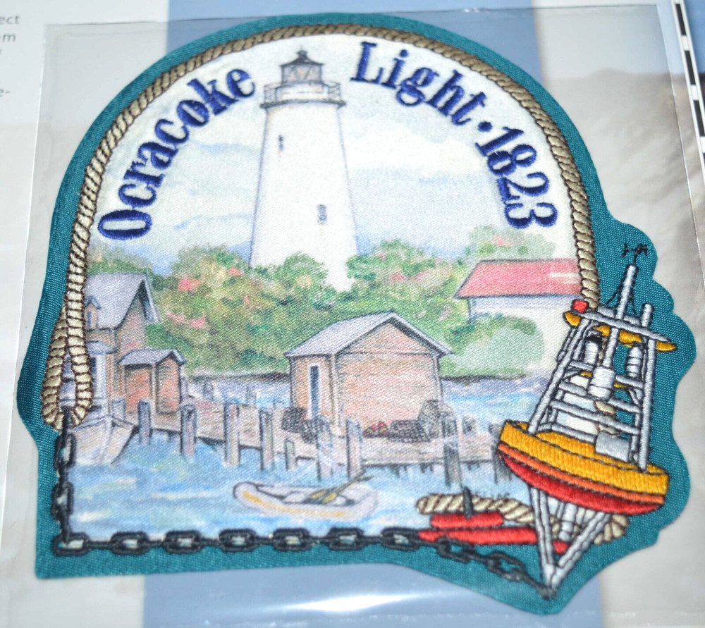 OCRACOKE ISLAND LIGHTHOUSE NORTH CAROLINA WILLIBEE WARD INFO CARD & PATCH