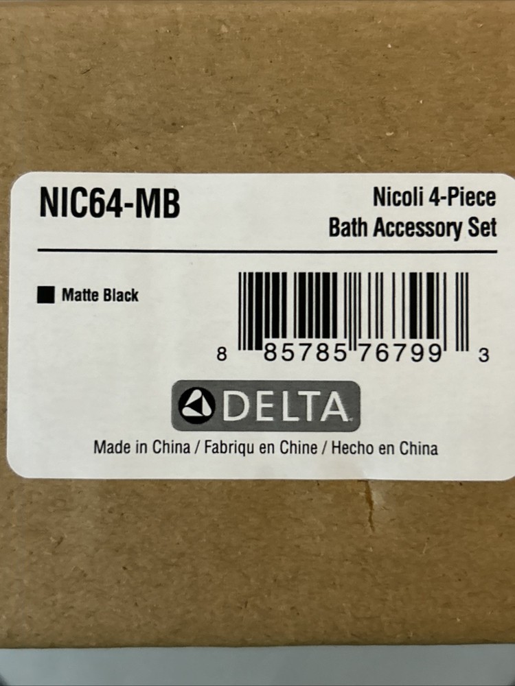 Delta Bathroom Accessory Set Matte Black NIC64-MB