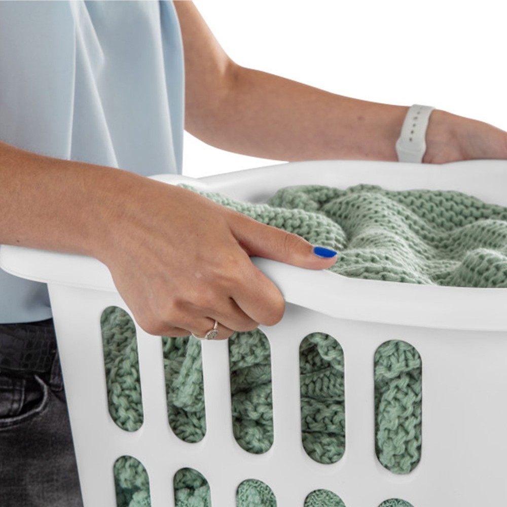 Sterilite 1.5 Bushel Rectangular Plastic Laundry Basket Bins, White, 12 Pack