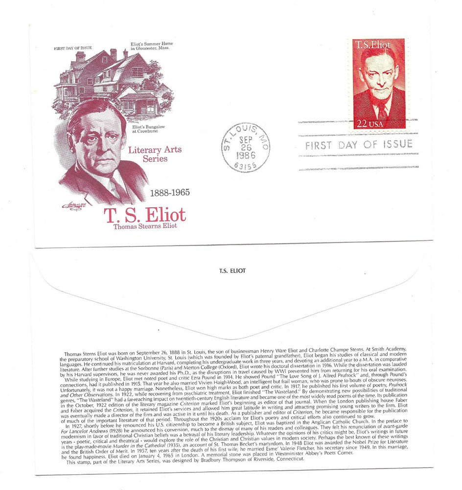 2239 T. S. Eliot Artmaster FDC