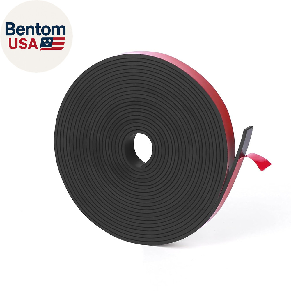 Adhesive Solid Rubber Strips, 1/2" Wide X 1/16" Thick X 360" Long Self Stick Bla