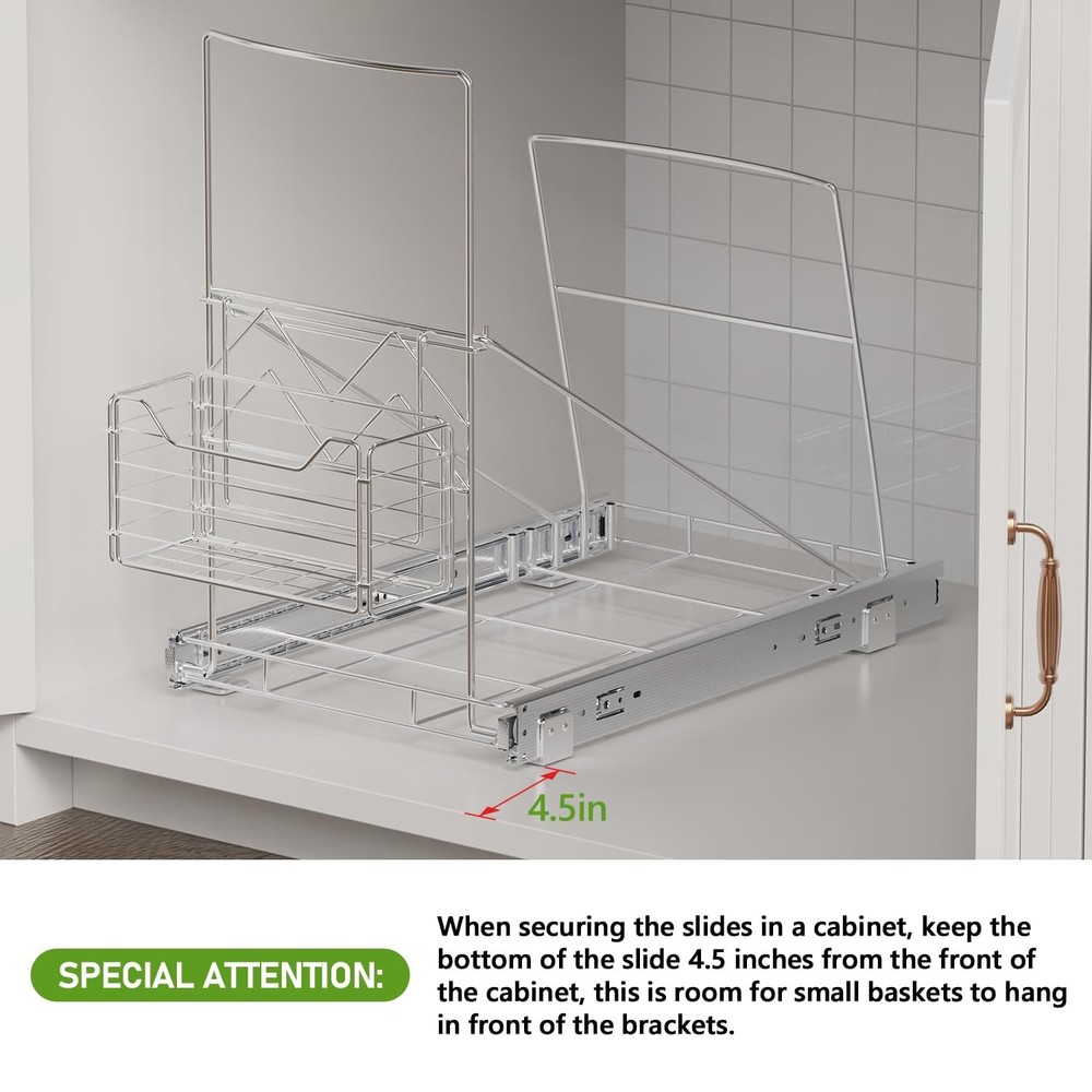 LIONONLY Pull Out Trash Can Rack Under Cabinet, Under Sink Trash Can for 7-11...