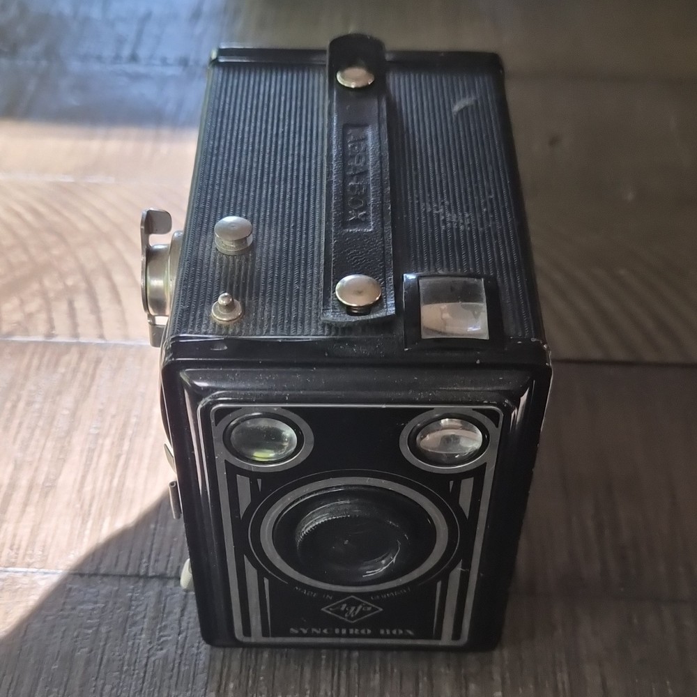 Agfa Synchro Box Vintage Black Box Camera Twin Lens Front