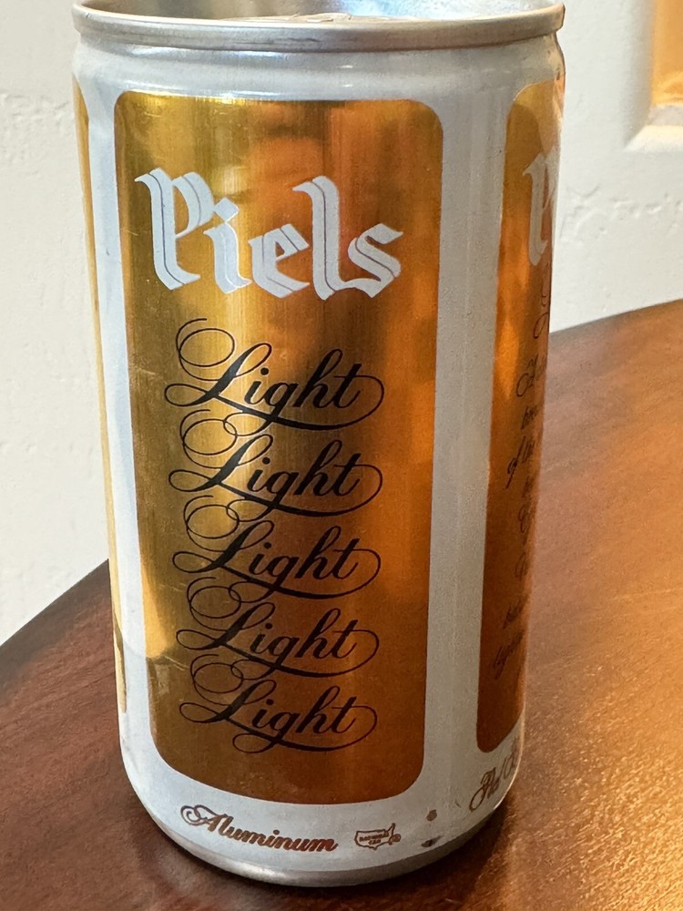 Piels Light - copper colored aluminum empty Beer Can - Bottom Opened