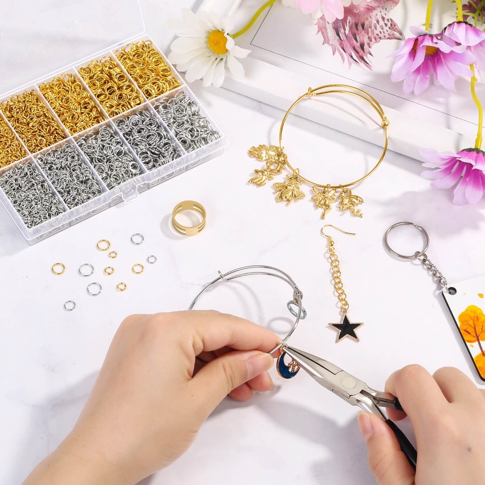 4600Pcs Silver and Gold Jump Rings with Open/Close Tools for &