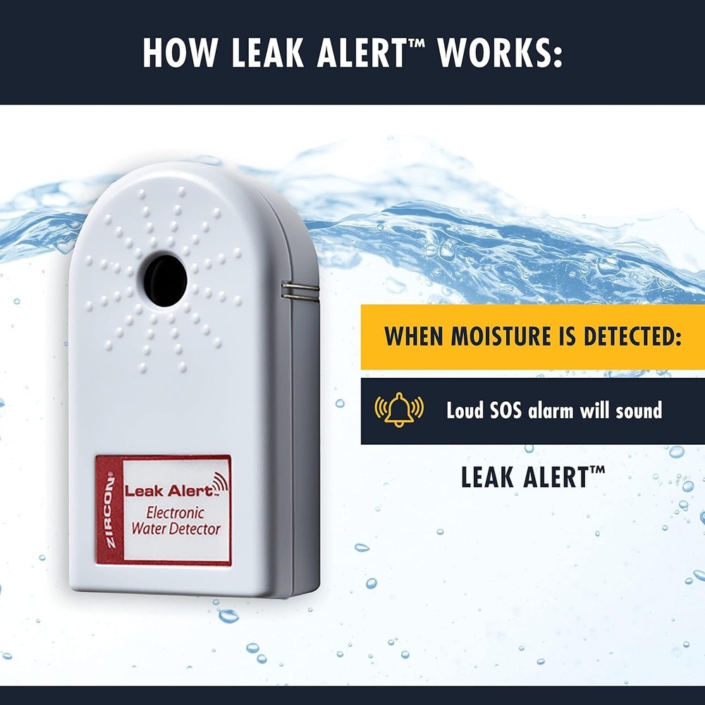 Flood Sensor Alarm with 90dB Audio Warning - Battery Powered, 1 Pack