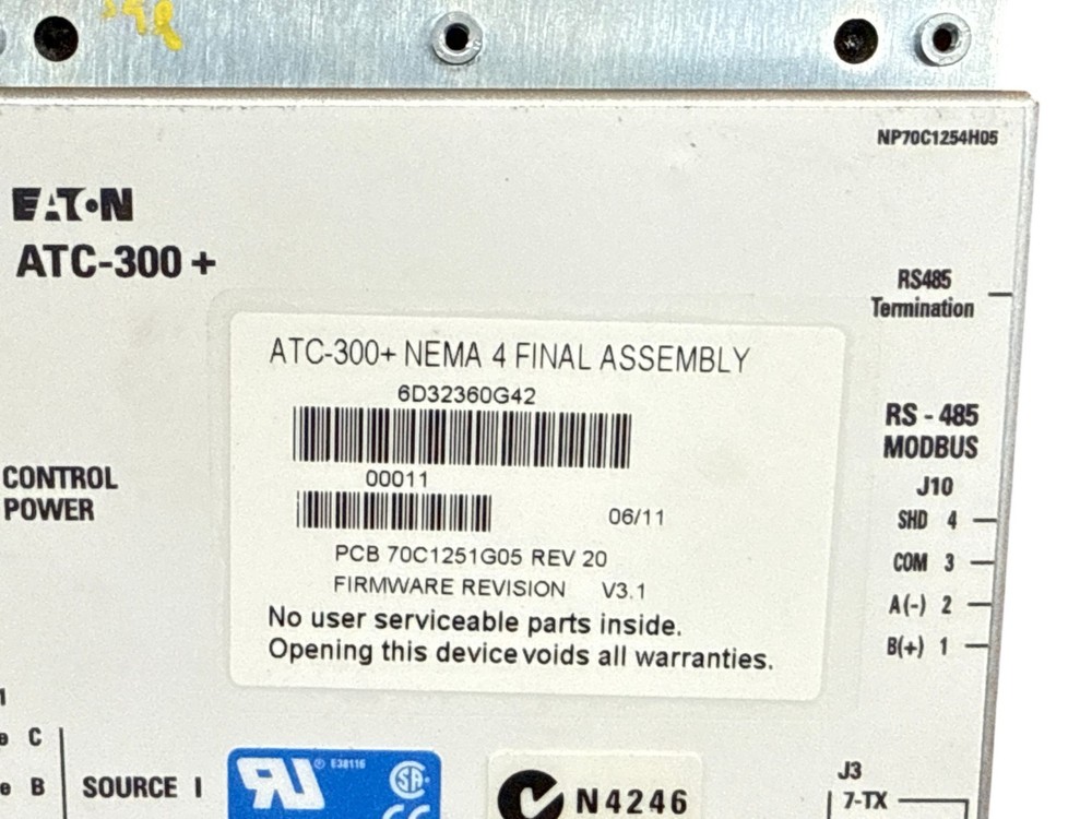 EATON 6D32360G42 ATC-300+ AUTOMATIC TRANSFER SWITCH CONTROLLER MODULE PANEL
