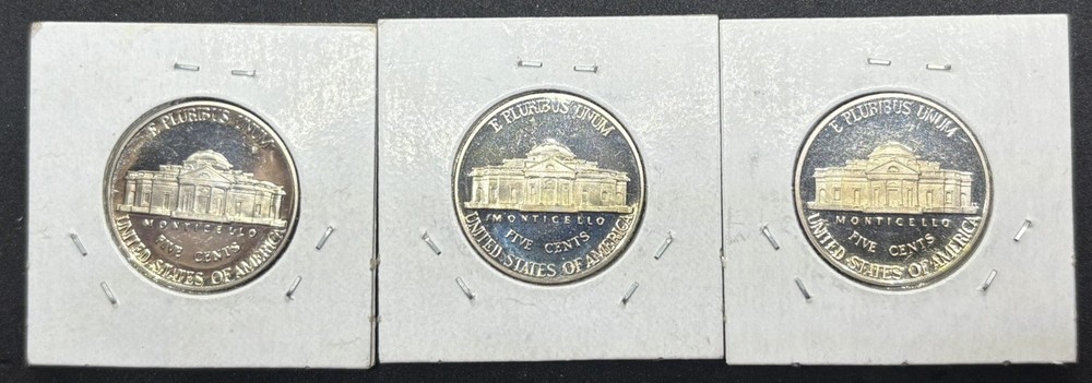 3 Different Proof Jefferson Nickels 2000 - 2007