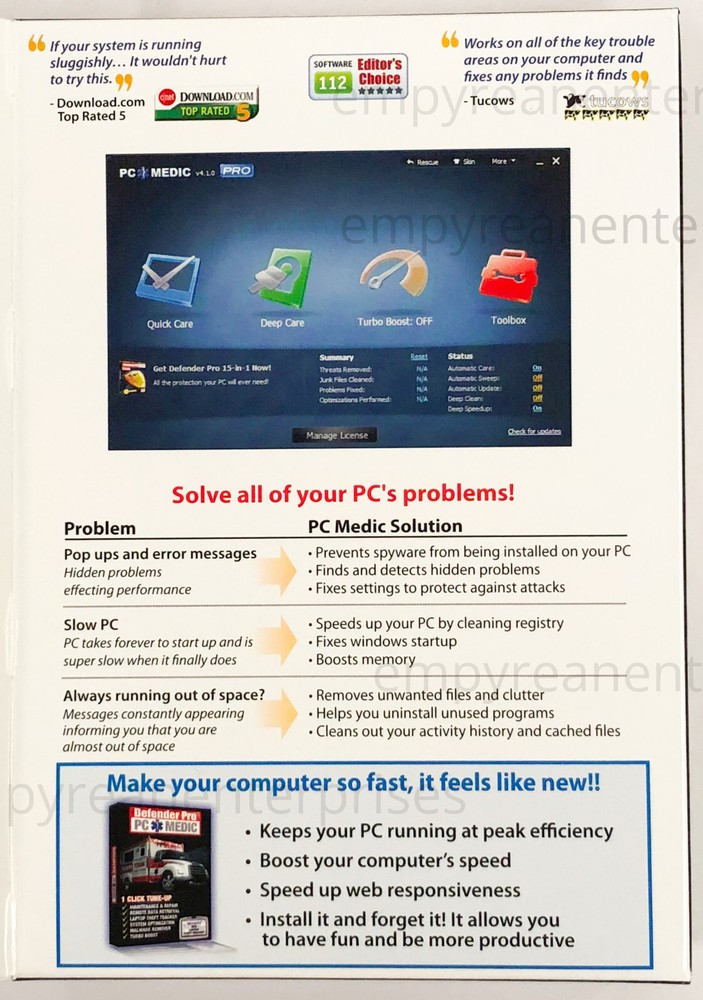 Defender Pro 2012 PC Medic 2012 Computer Security - Windows NEW in Box