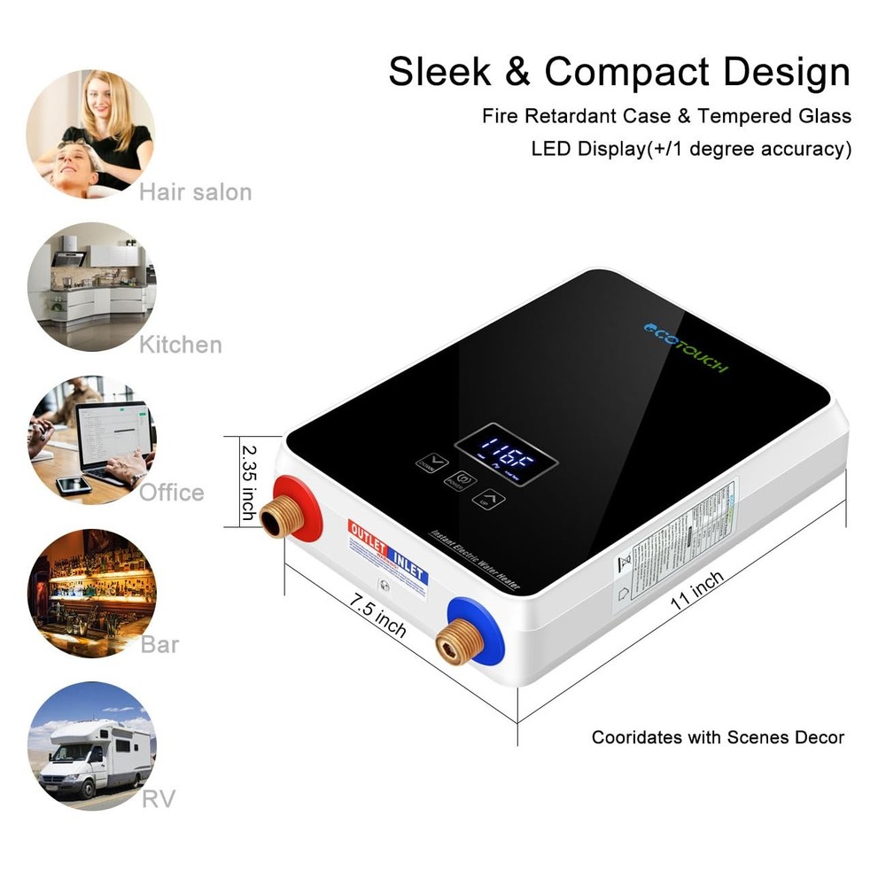 Tankless Water Heater Electric, 5.5kW 240V On Demand Hot Water Heater Electri...