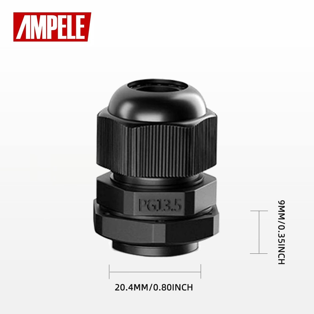 AMPELE Cable Gland 100 Pack PG13.5 Waterproof Adjustable (100-Pack)