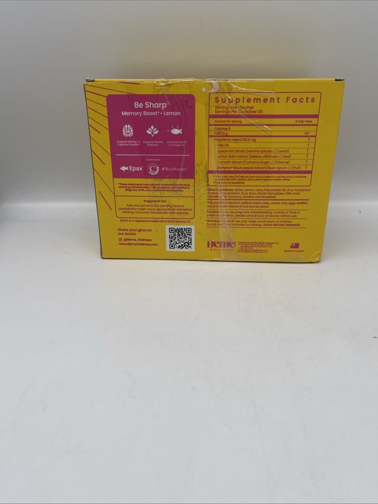Beme Wellness Be Sharp Lemon Memory Boost 30 Sachets Liquid Supplement