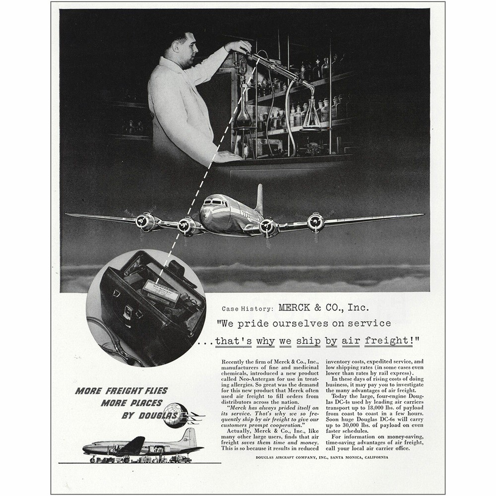 1948 Douglas: Case History Merck & Co Vintage Print Ad